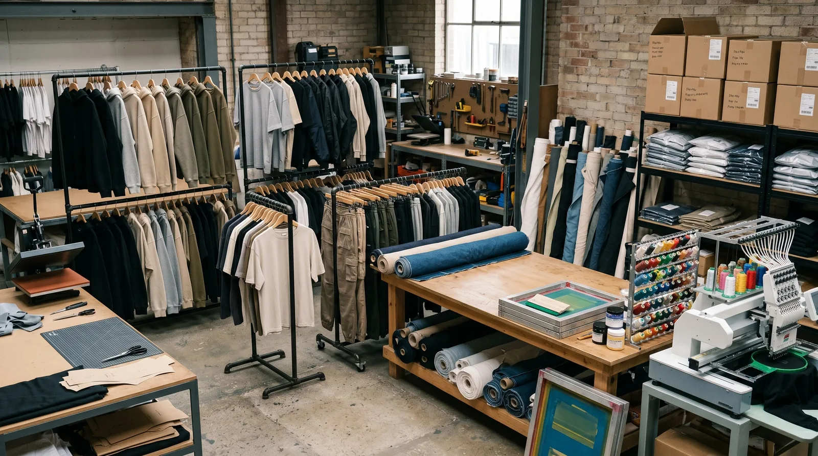 Streetwear garment range for hoodie, T-shirt, tracksuit, jacket, and pants planning