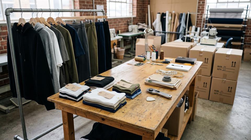 Small batch streetwear production floor for low MOQ wholesale orders