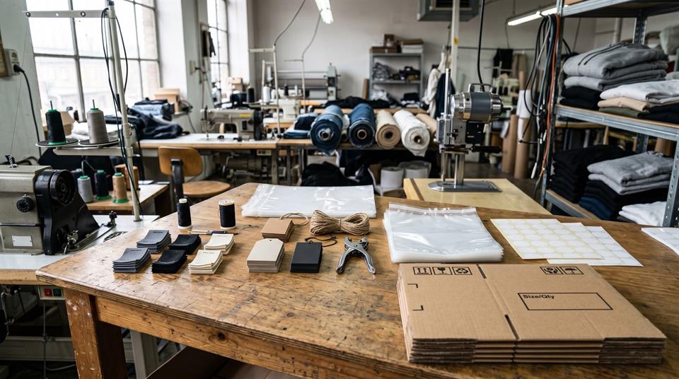 Streetwear packaging planning with hangtags polybags boxes and stickers