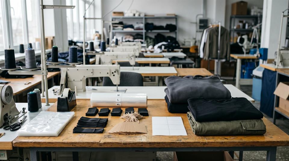 Private label packaging station for custom streetwear orders